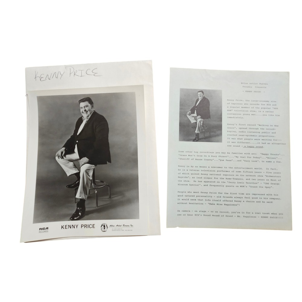Kenny Price Vintage 60s Country‎ Music Singer 8x10 Press Photo & Press Release